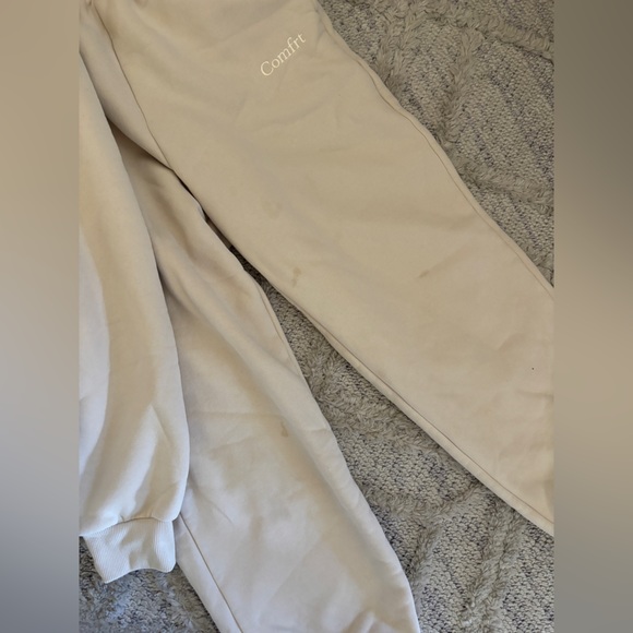Cmfrt Beige Sweat Set Hoodie Medium Joggers Small Cozy Lounge Set - Picture 4 of 7